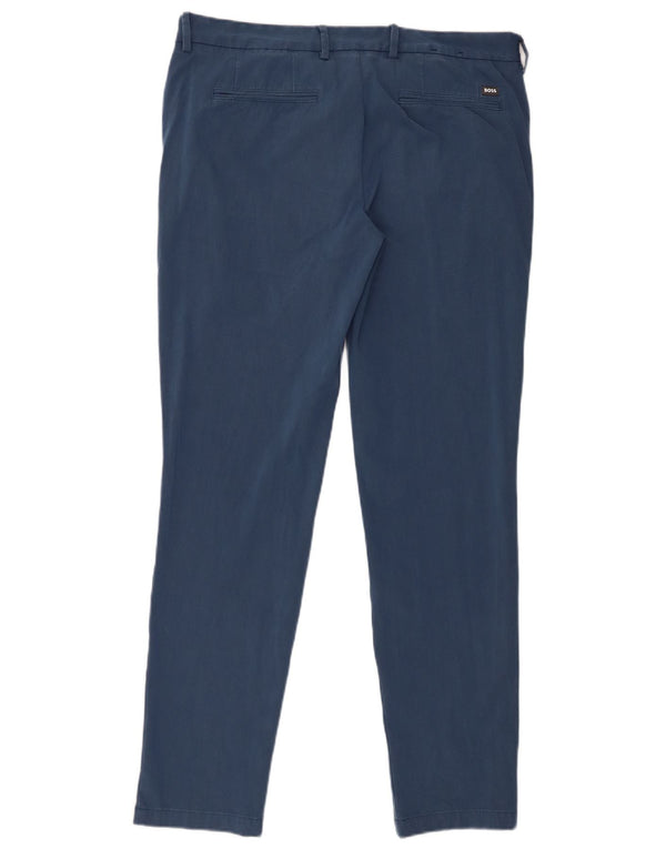 Hugo Boss Mens Slim Chino Pantalones W36 L31 Algodón Azul