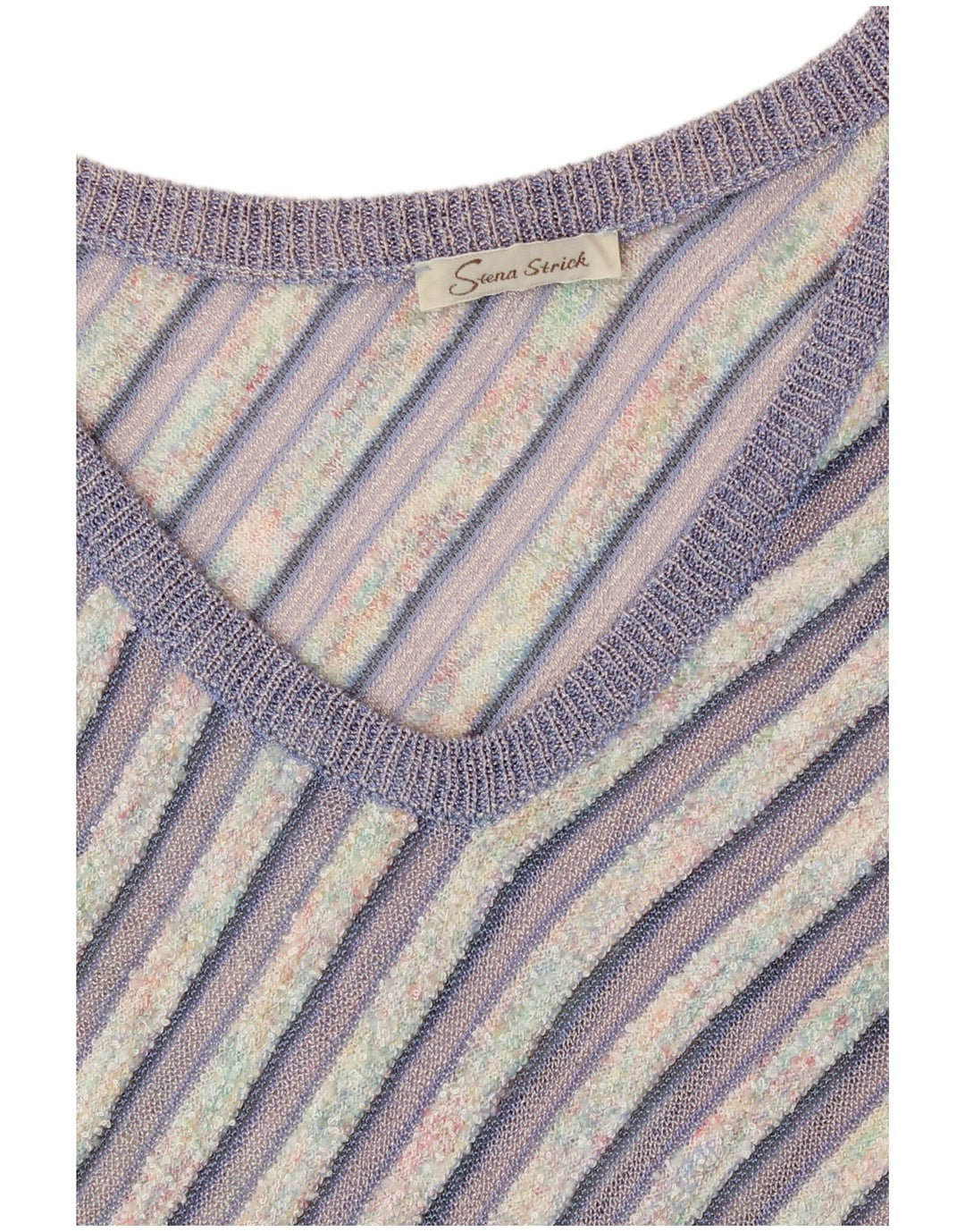 Vintage mujer chaleco camiseta sin mangas Reino Unido 12 medio púrpura rayas