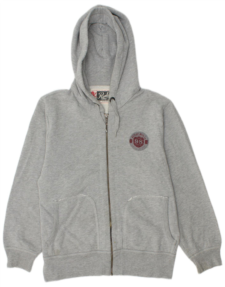 REPLAY Mens Graphic Zip Hoodie Sweater Medium Grey
