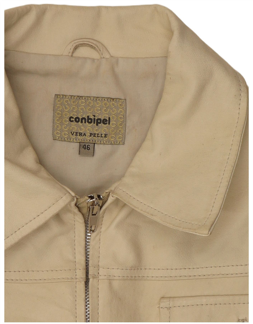 Conbipel Chaqueta de cuero para mujer IT 46 Large Off White Leather