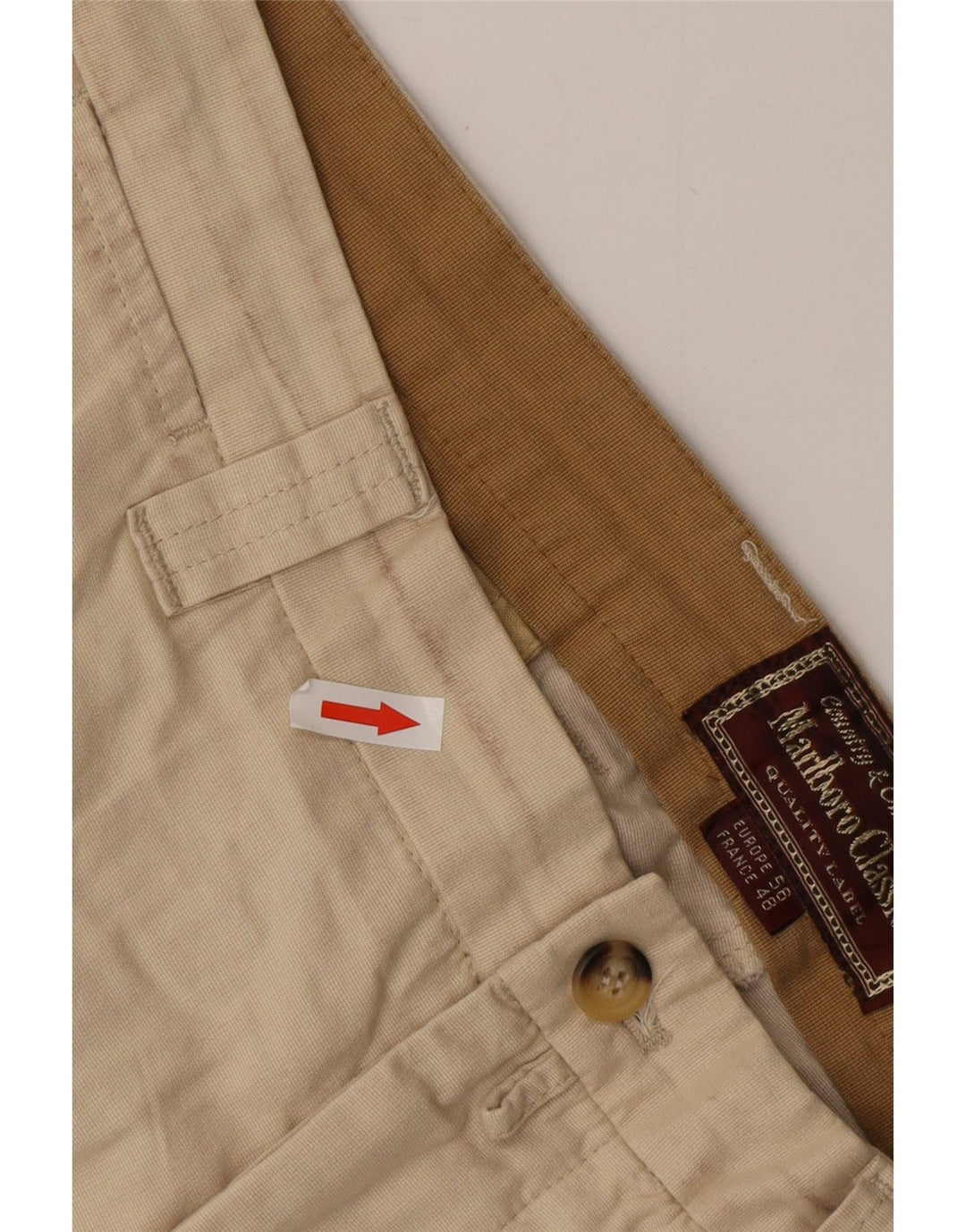 Marlboro Classics Pantalón chino para hombre EU 56 3XL W38 L30 Algodón beige