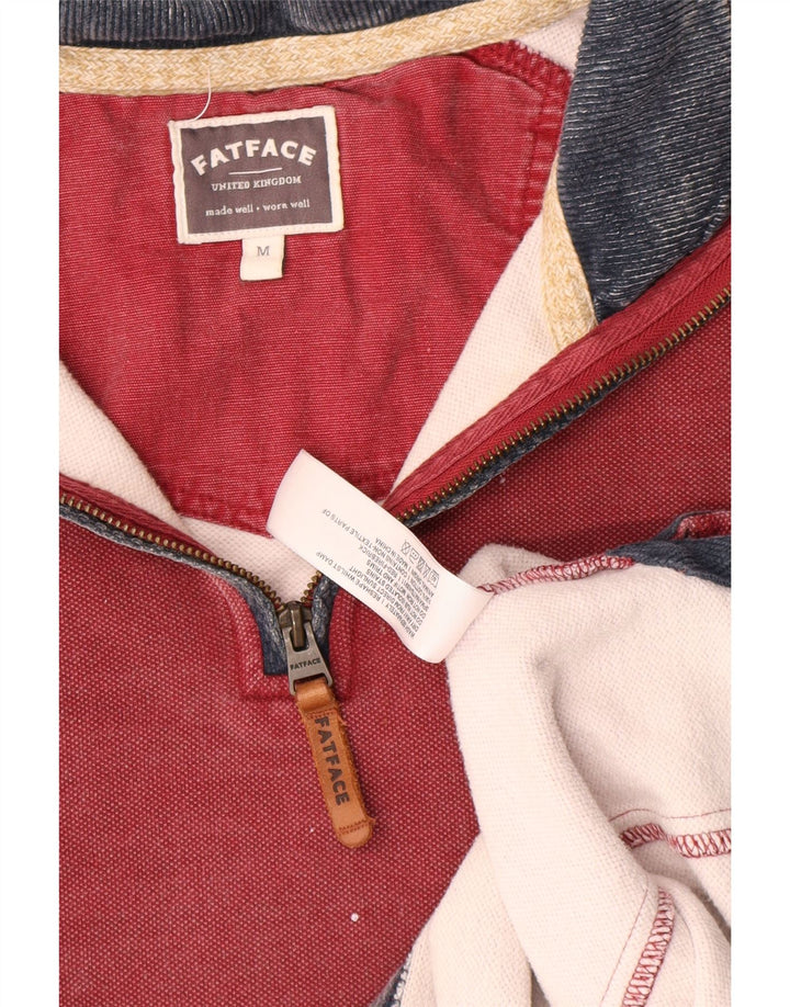 Sudadera con capucha y cuello con cremallera para hombre Fat Face Jersey de algodón rojo mediano