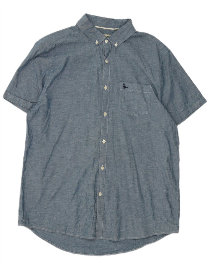 Jack Wills - Camisa de manga corta para hombre, algodón azul grande