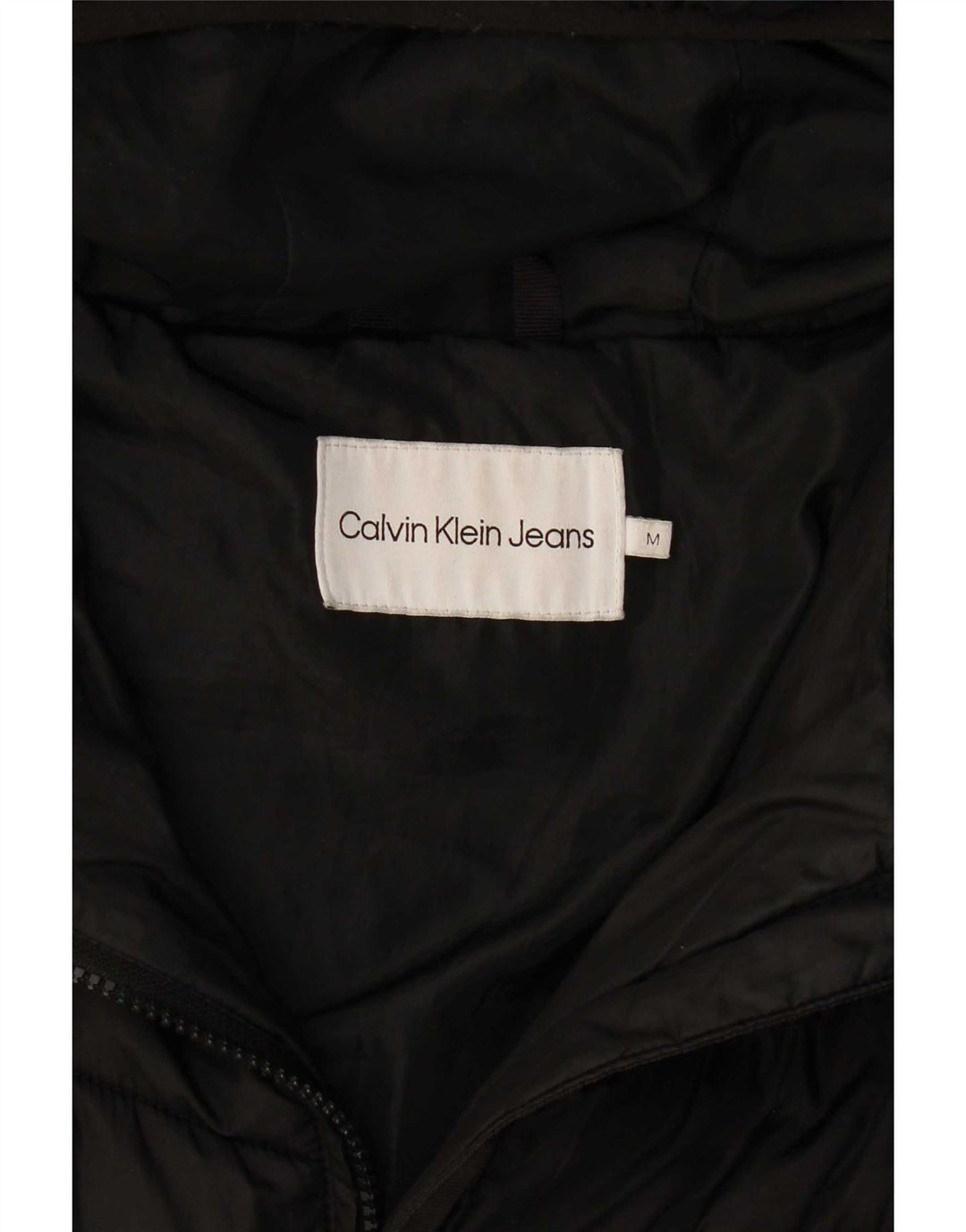 Calvin Klein Abrigo acolchado con capucha para mujer UK 44 Poliéster negro mediano