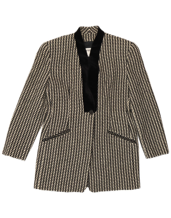 Erreuno Chaqueta tipo blazer larga con estampado abstracto para mujer IT 44 Medium Black