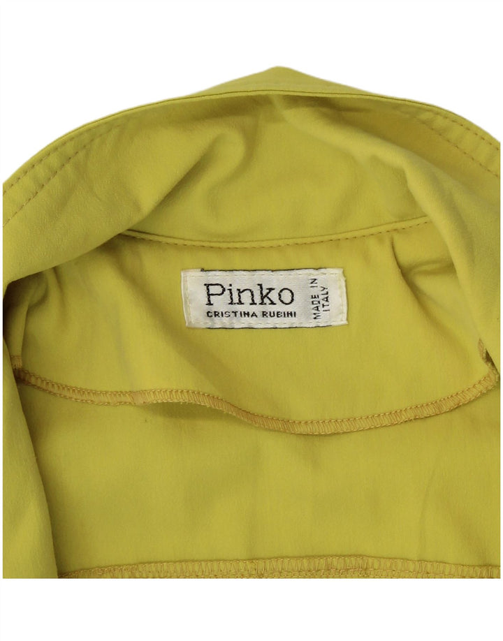 Pinko Chaqueta Blazer Larga de Manga Corta para Mujer UK 46 Grande Amarillo