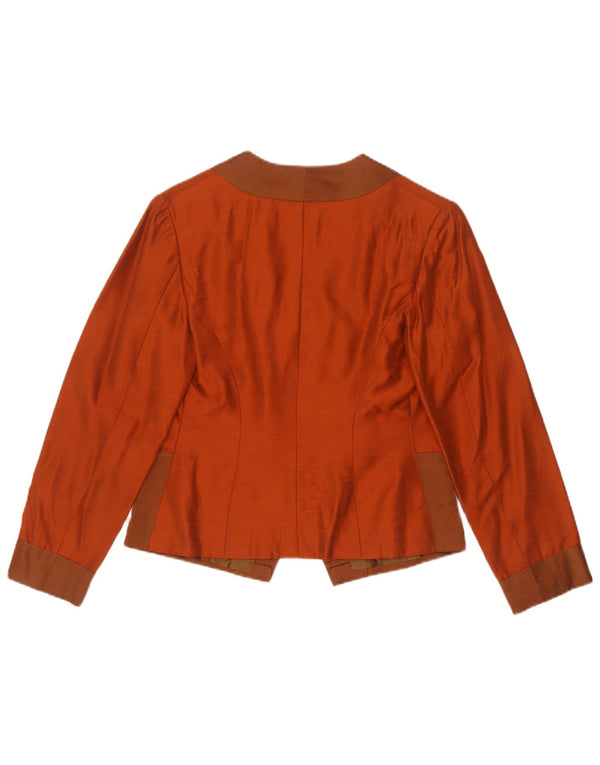 Vintage mujer crop 1 botón Blazer chaqueta Reino Unido 10 pequeño naranja colorblock