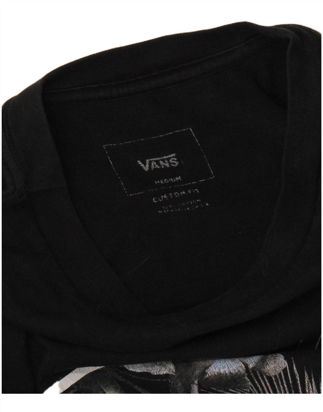 VANS Camiseta gráfica de ajuste personalizado para hombre Top mediano de algodón negro