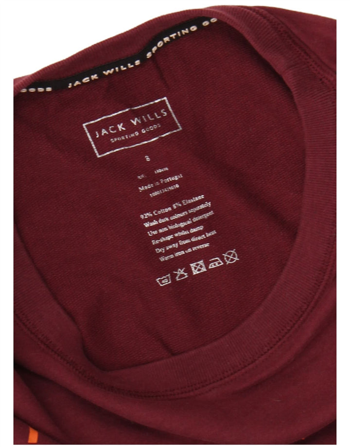 JACK WILLS Sudadera corta extragrande para mujer UK 8 Small Granate