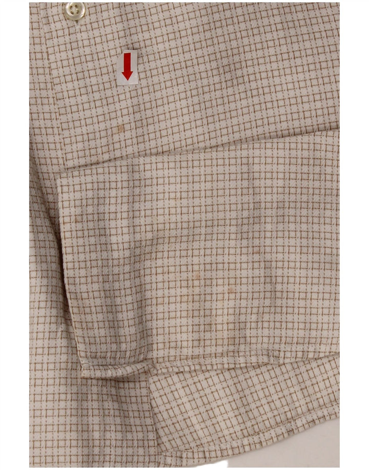 PAL ZILERI Camisa para hombre Talla 40 15 3/4 Mediana Off White Gingham