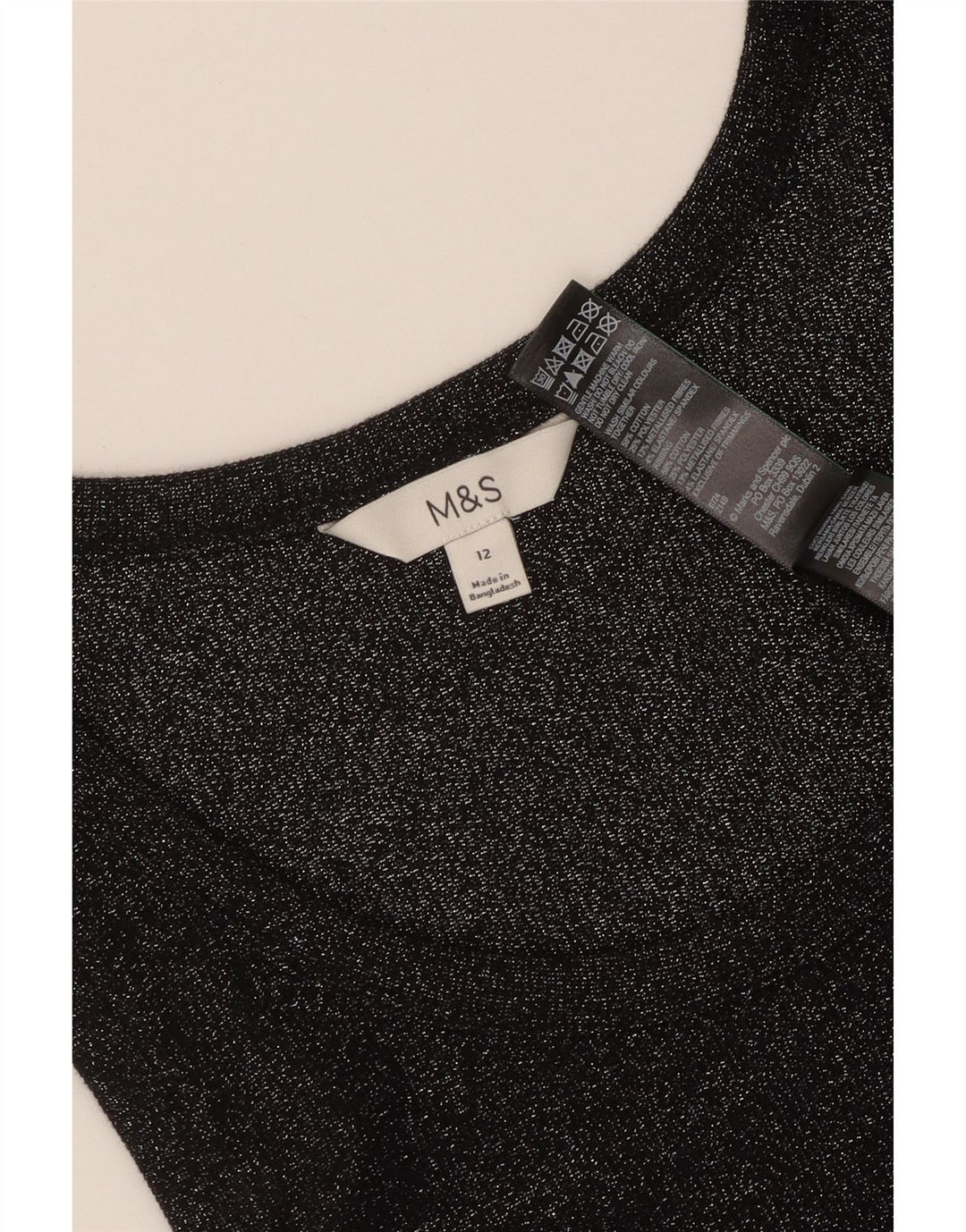 Marks & Spencer Camiseta sin mangas para mujer UK 40 Mediana Algodón moteado negro