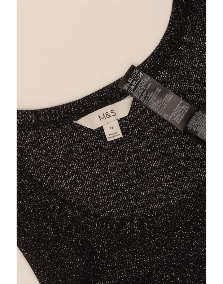 Marks & Spencer Camiseta sin mangas para mujer UK 40 Mediana Algodón moteado negro