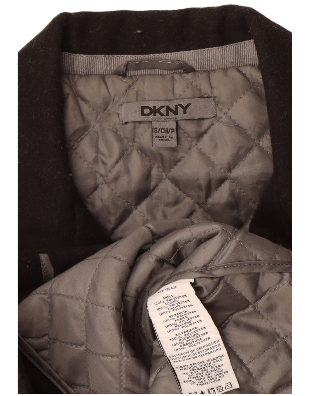 Dkny Chaquetón para mujer UK 40 Pequeño Poliéster color block negro