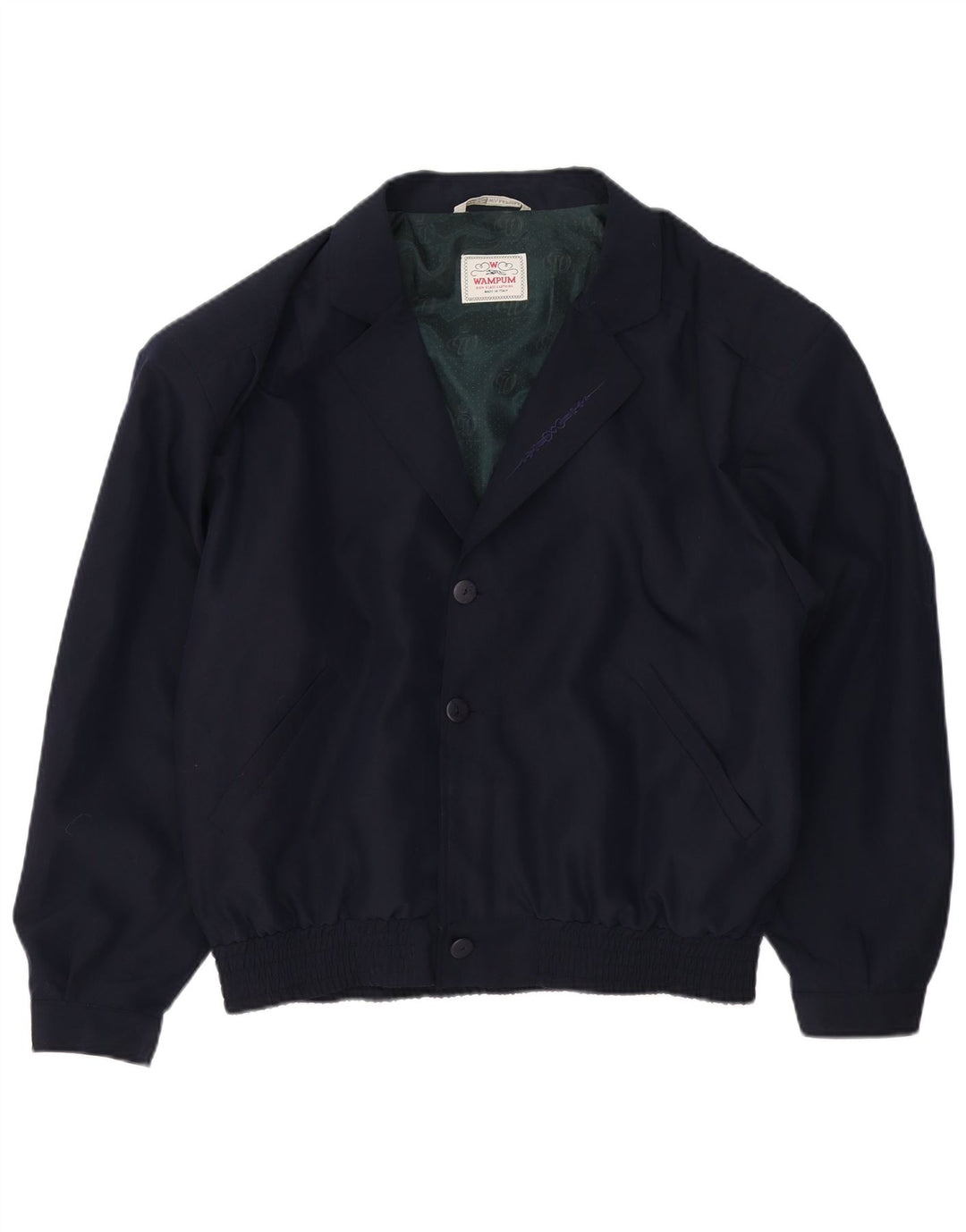 Wampum Chaqueta Bomber para Hombre UK 42 XL Viscosa Azul Marino