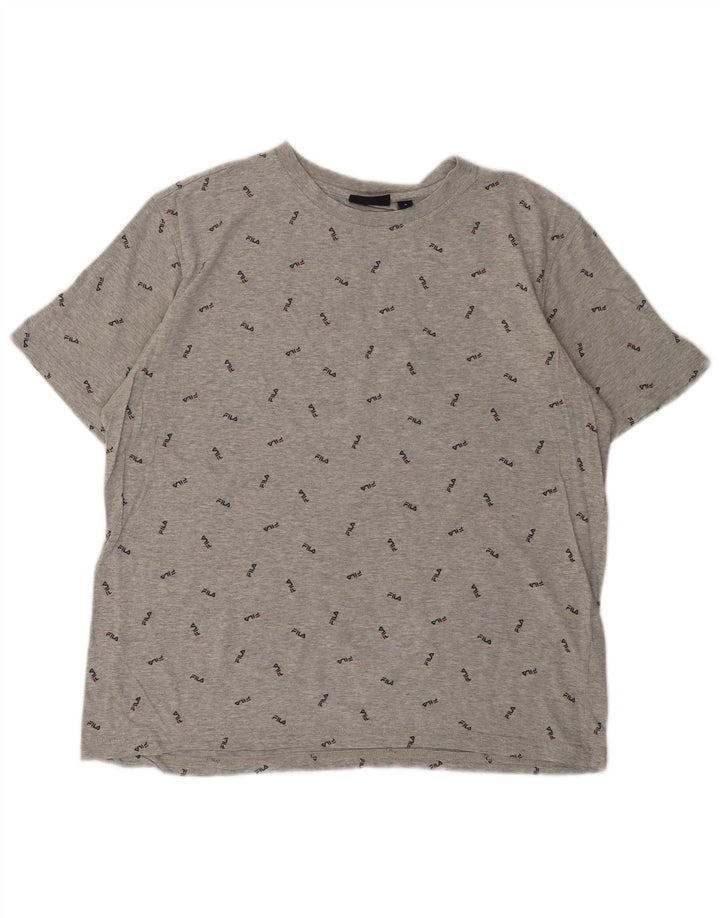 FILA Camiseta gráfica para hombre Top grande de algodón gris