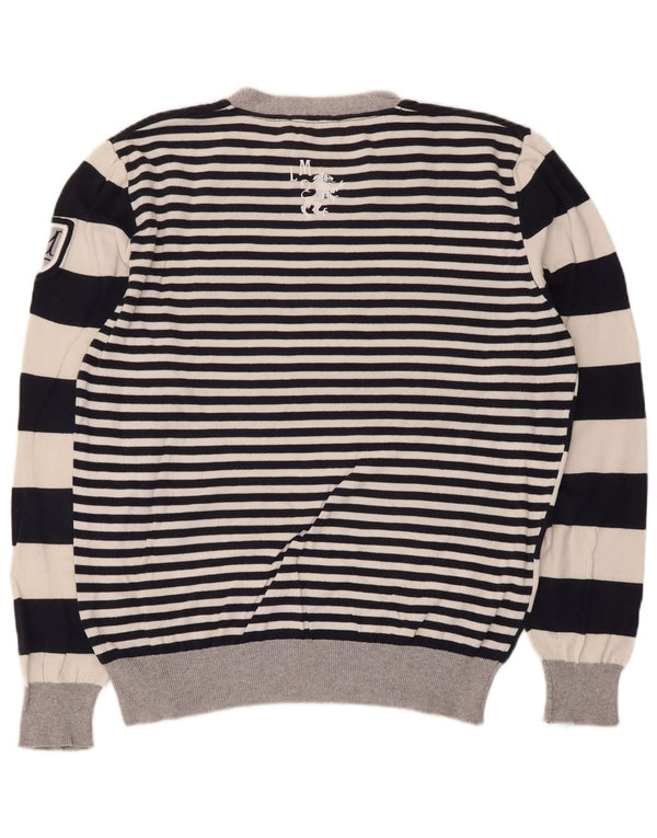 La Martina Suéter gráfico con cuello en V para mujer UK 46 Large White Stripes