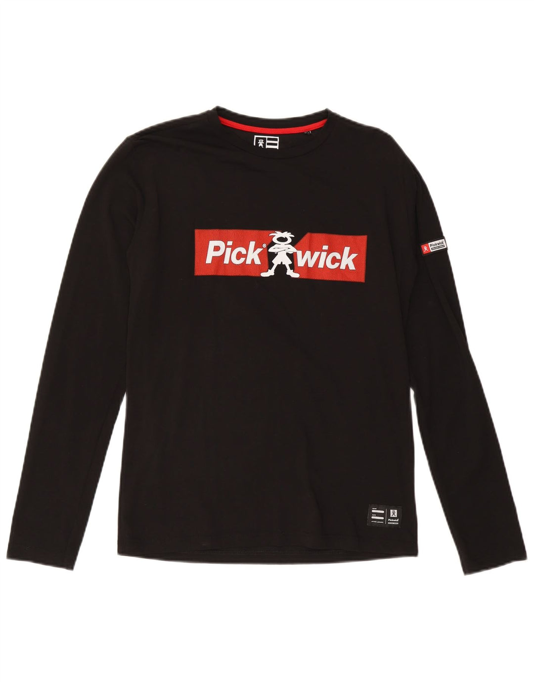 Pickwick Mens Graphic Top Manga Larga Algodón Negro Mediano