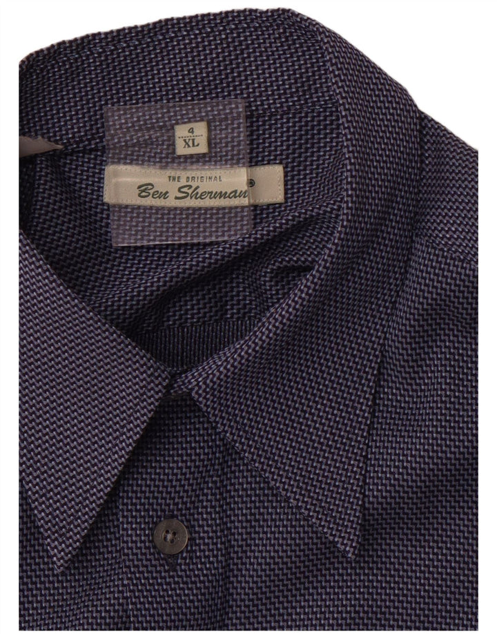 BEN SHERMAN Camisa de manga corta para hombre XL Azul Raya diplomática