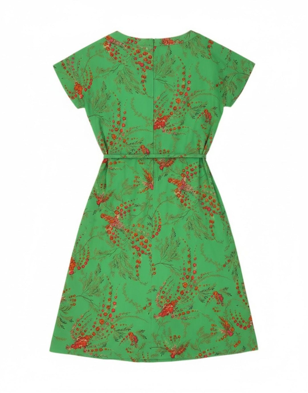Vintage mujer A-Line vestido EU 40 poliéster floral verde medio