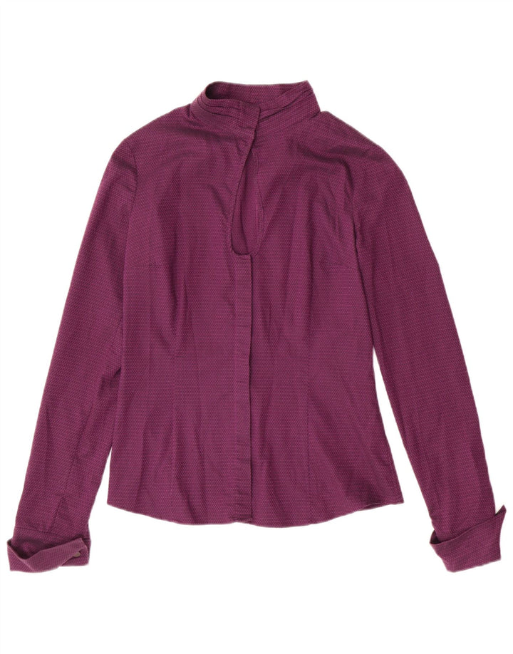 Sisley Blusa camisera para mujer UK 10 Small Purple Geométrico Algodón