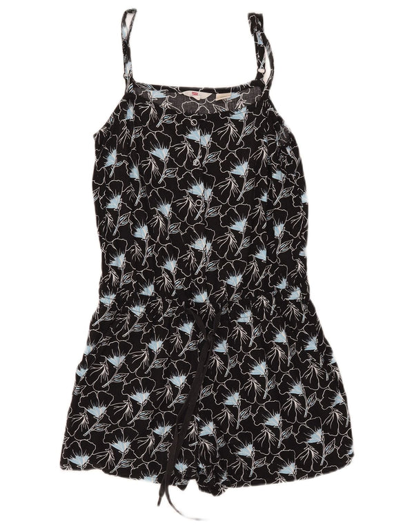 Levi's Mono corto sin mangas para mujer UK 10 Small Black Floral Viscosa
