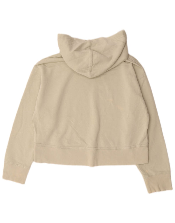 Zara Mujer Crop Oversize Sudadera con Capucha Jumper UK 10 Small Off White Cotton
