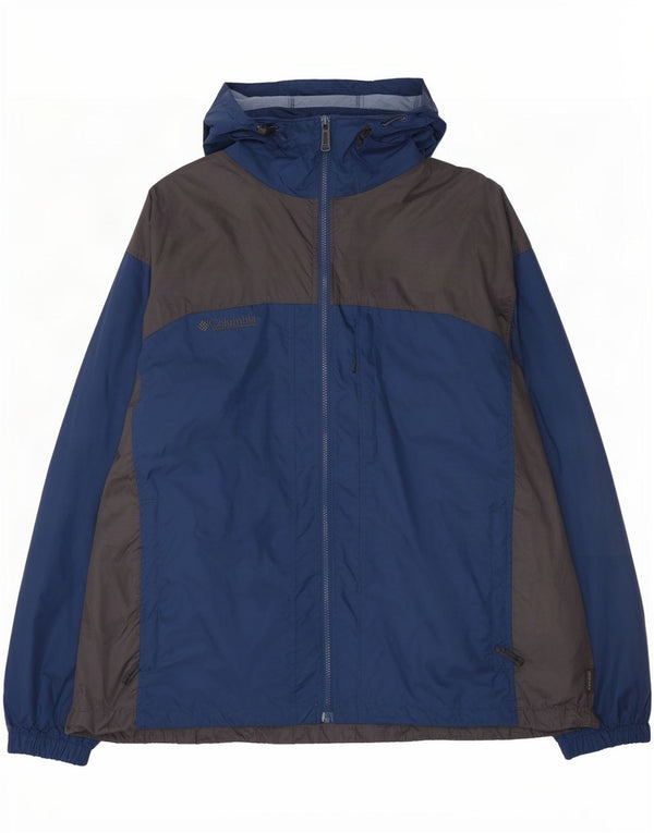 Columbia Chaqueta impermeable con capucha para hombre UK 44 2XL Nylon color block azul