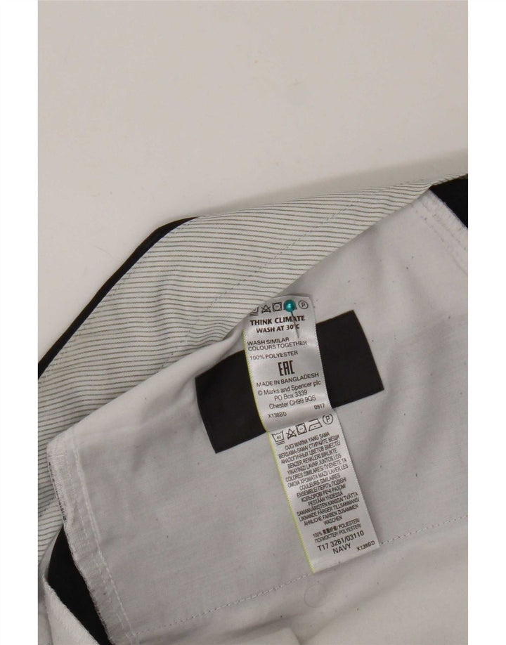 Marks & Spencer Pantalón de traje regular para hombre W36 L33 Poliéster azul marino