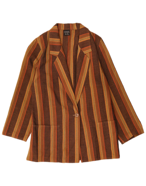 Mirella Chaqueta tipo blazer de 1 botón para mujer UK 44 Marrón medio a rayas