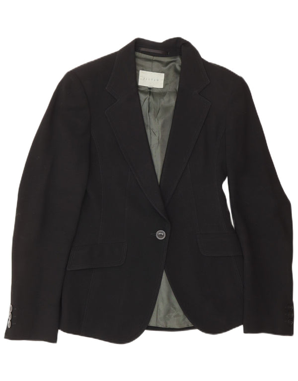 Chaqueta tipo blazer de 1 botón para mujer Jigsaw UK 8 Small Black Wool Classic
