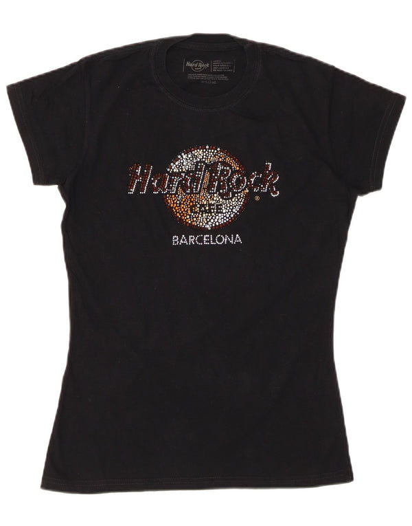 HARD ROCK CAFE Camiseta gráfica Barcelona para mujer Top UK 10 Small Black