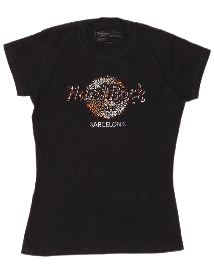 HARD ROCK CAFE Camiseta gráfica Barcelona para mujer Top UK 10 Small Black