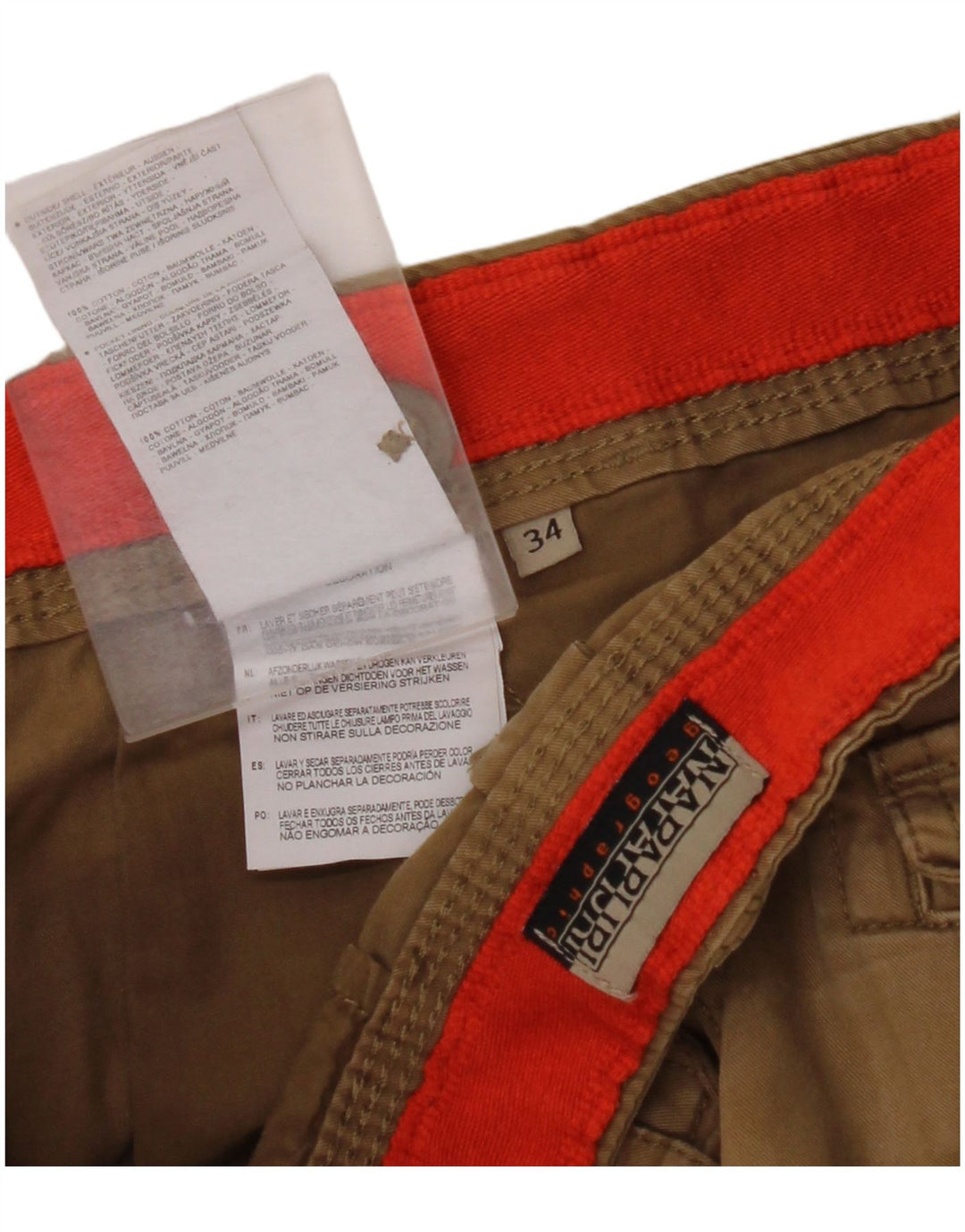 NAPAPIJRI Shorts cargo gráficos para hombre W34 Large Khaki Cotton