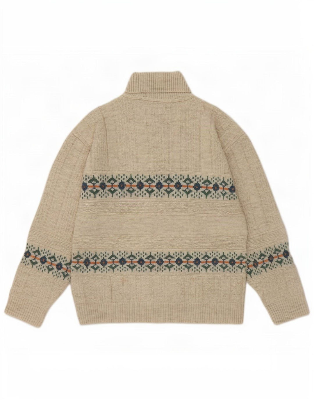 Suéter tipo jersey con cuello vuelto para hombre North Pole, color beige medio, Fair Isle