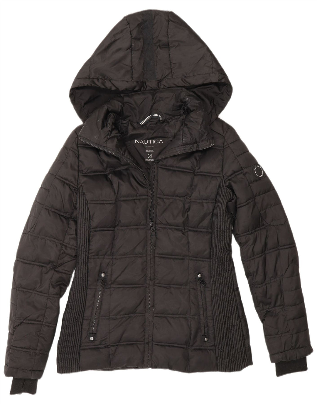 Nautica Chaqueta acolchada con capucha para mujer UK 44 Mediana Poliéster negro