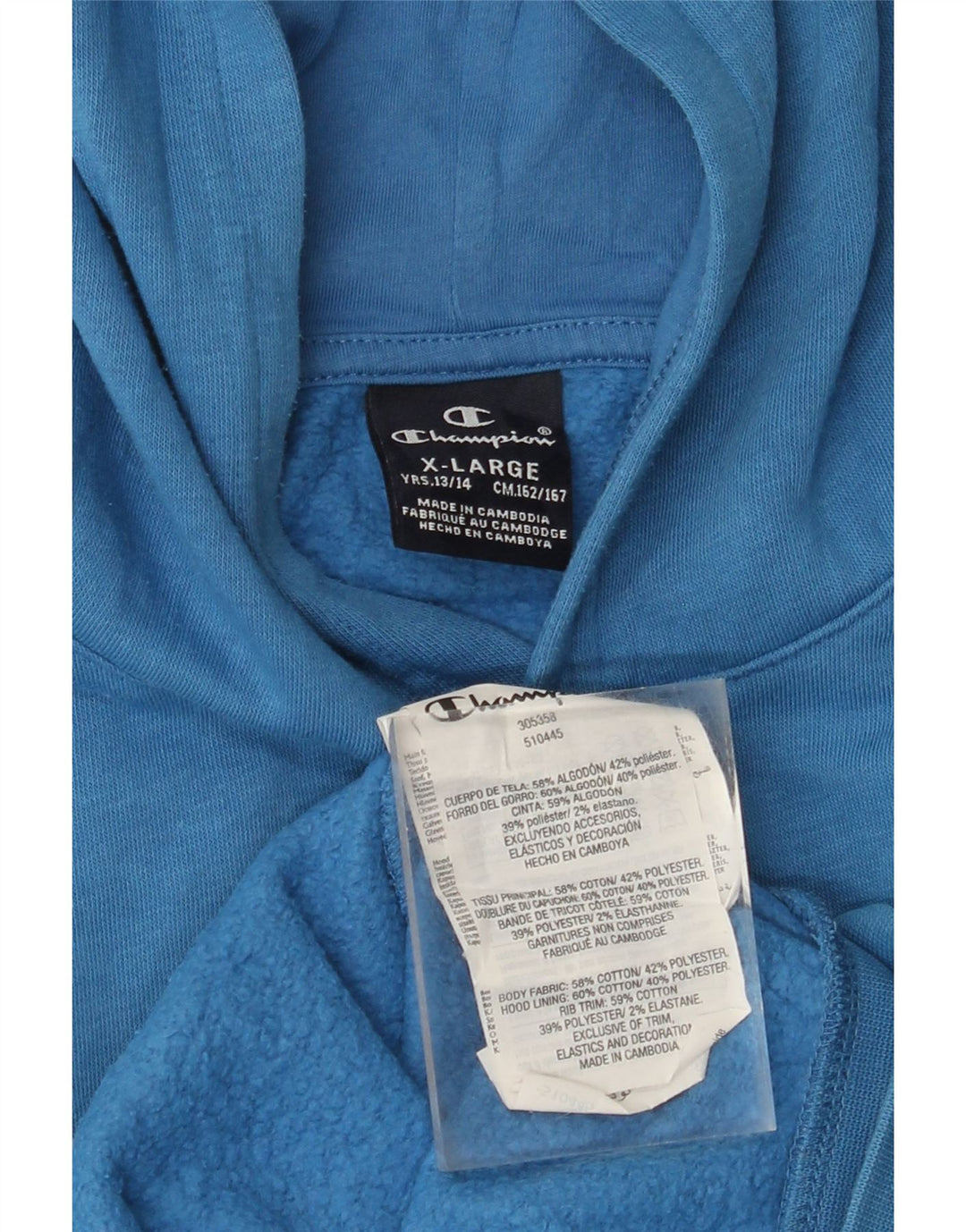 CHAMPION Jersey con capucha gráfica para niños 13-14 años XL Algodón azul