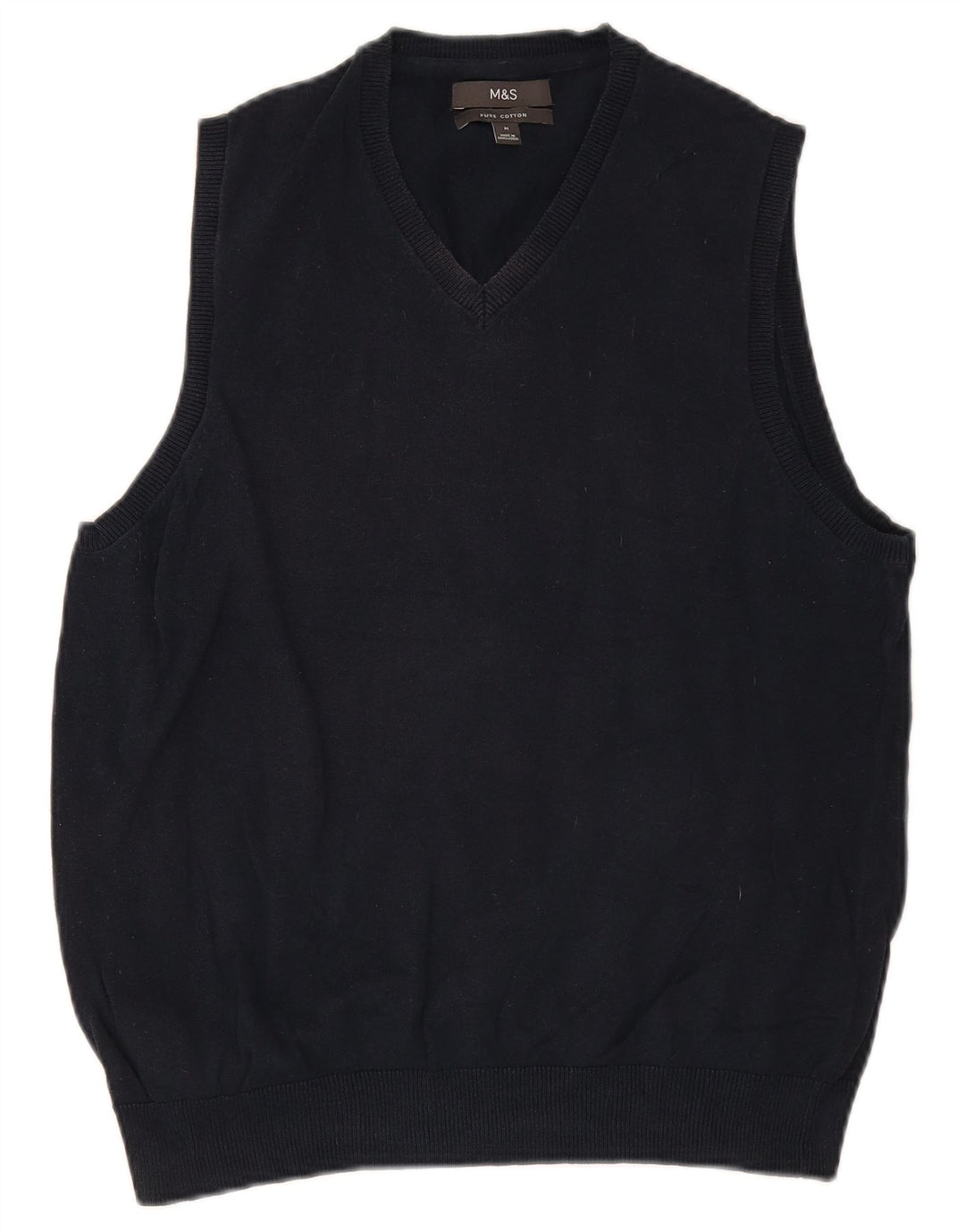 Marks & Spencer - Camiseta sin mangas para hombre, talla mediana, algodón azul marino