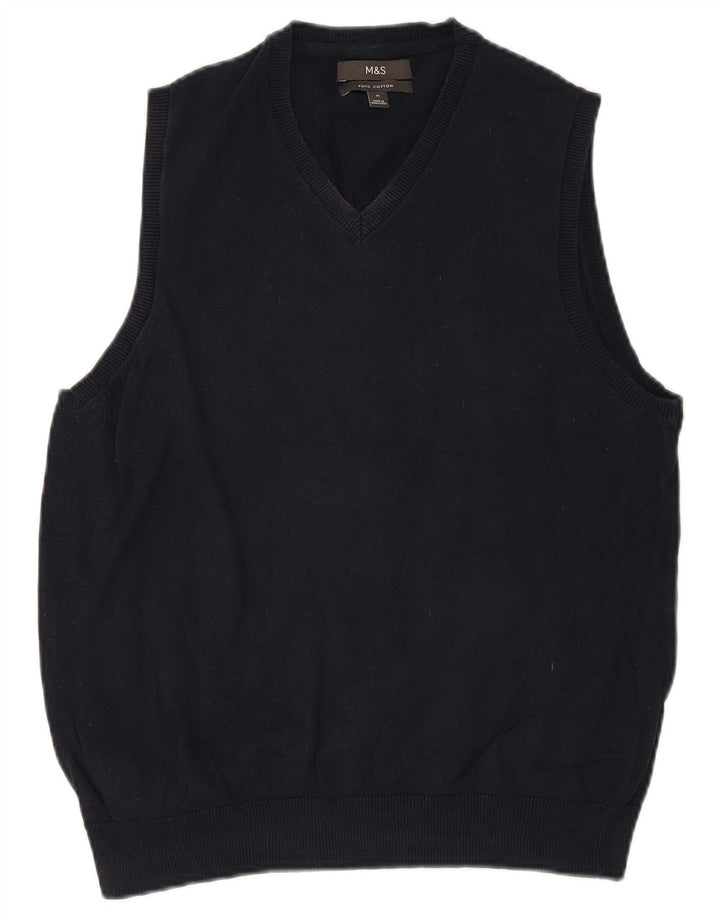 Marks & Spencer - Camiseta sin mangas para hombre, talla mediana, algodón azul marino