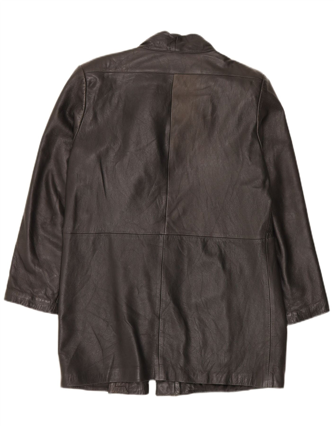 Abrigo de cuero vintage para mujer IT 46 Cuero negro grande
