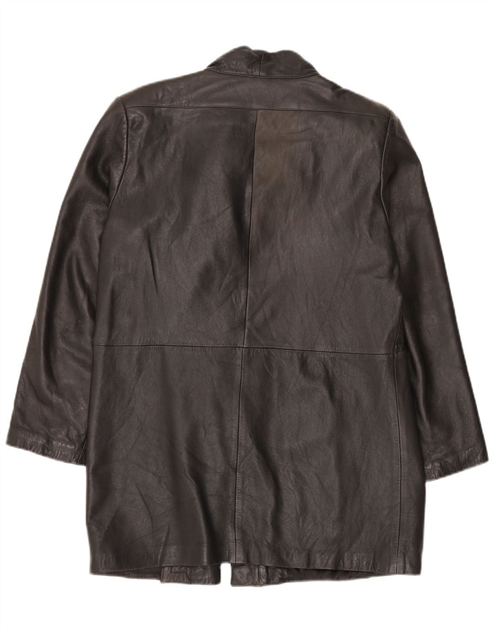 Abrigo de cuero vintage para mujer IT 46 Cuero negro grande