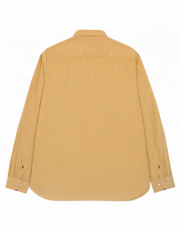 Tommy Hilfiger Camisa para hombre 2XL Amarillo Pinstripe Algodón 80s