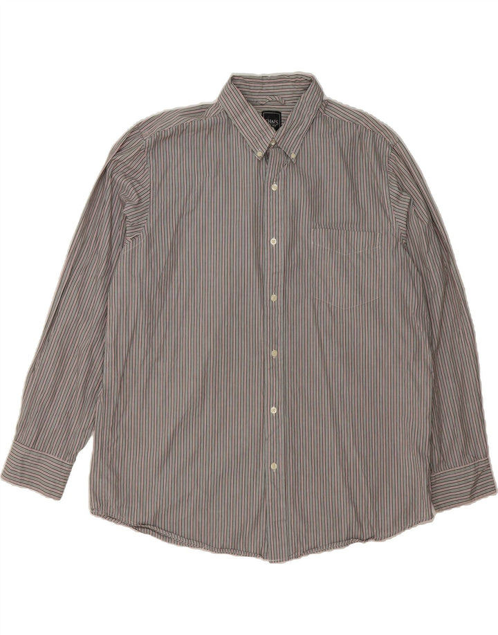 CHAPS Mens Shirt XL Grey Striped Cotton Vintage Chaps and Second-Hand Chaps from Messina Hembry 