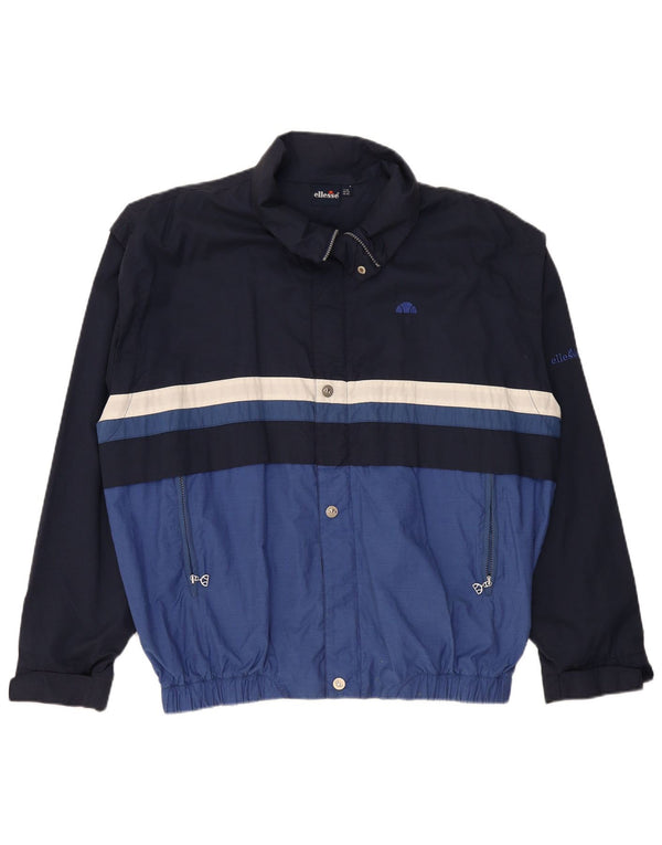 Ellesse Mens Windbreaker Jacket UK 42 XL Navy Blue Colourblock Cotton