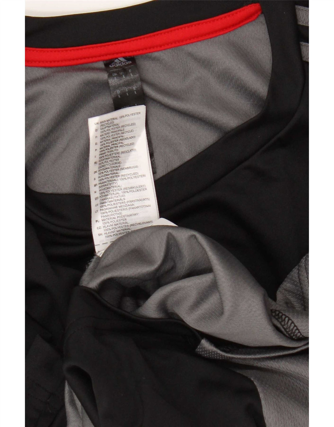 Adidas Hombre Camiseta Top Grande Negro Colorblock Poliéster
