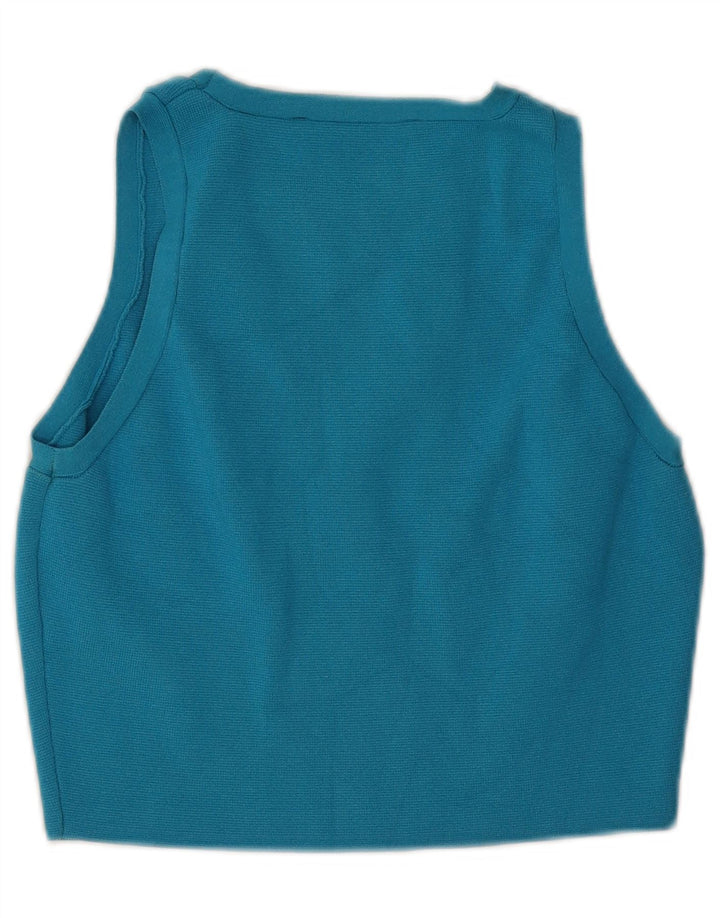 Zara Mujer Crop Vest Top UK 44 Large Viscosa Azul