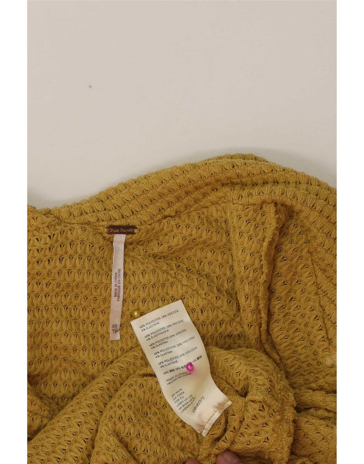 Free People Top Mujer Manga Larga UK 6 XS Poliéster Amarillo