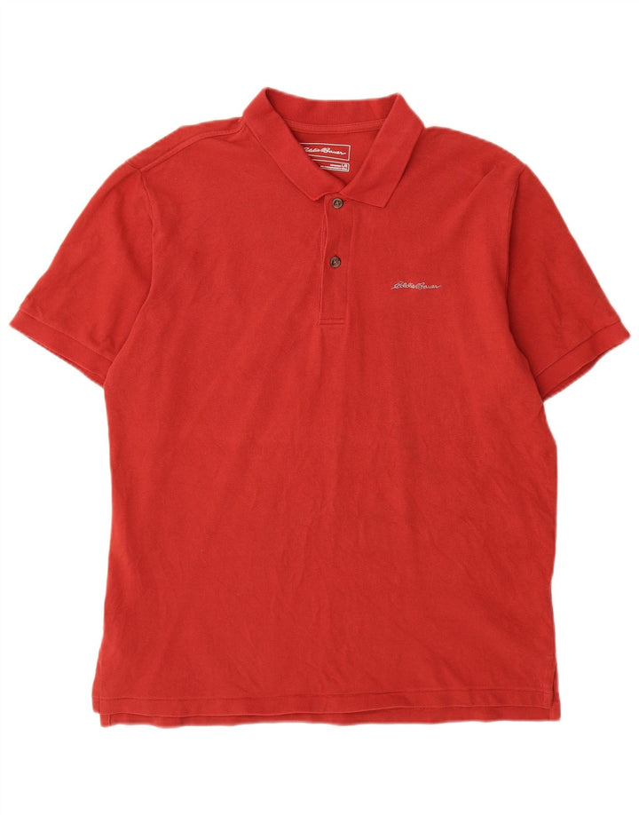 Eddie Bauer Polo para hombre grande de algodón rojo