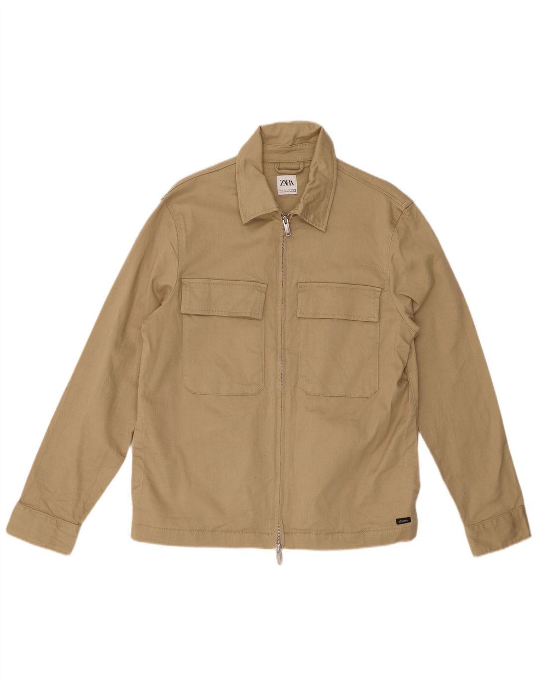 ZARA Cazadora Bomber Hombre UK 38 Algodón Beige Medio