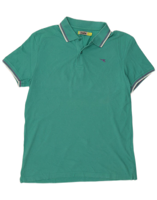Diadora Mens Polo Shirt Large Turquoise Cotton