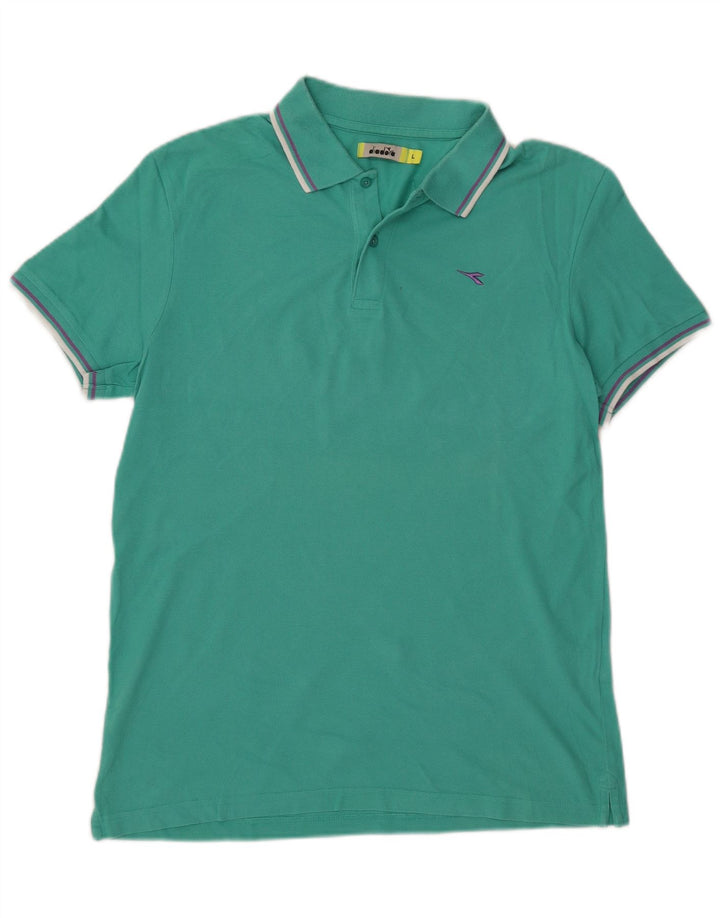 Diadora Polo Hombre Grande Turquesa Algodón